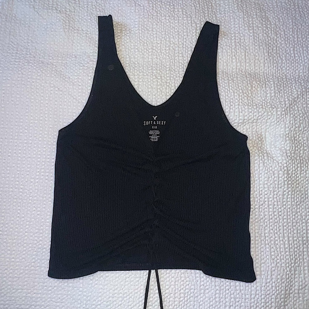 Black American Eagle tank top with tie front